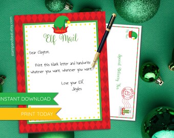 Blank Printable Elf Letter, Elf Note, PRINT TODAY, Elf ideas, Instant Download, Christmas, Elf Letter, Santa Letter, North Pole, Elf prop