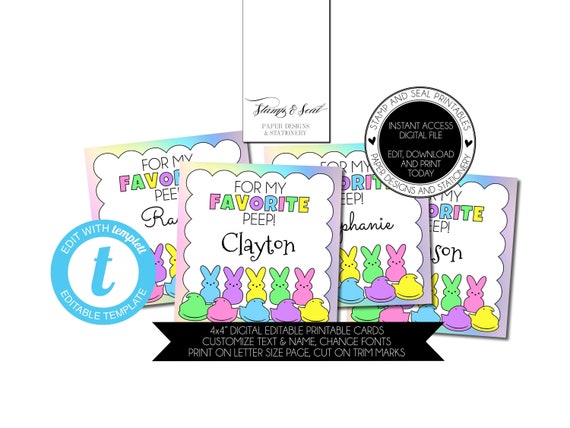 Personalized Easter Gift Tags, Cards, Printable, Editable, Templett, Easter Gifts, Easter Baskets, Personalize, Family Gift Tags, Kid Gifts Il_570xn