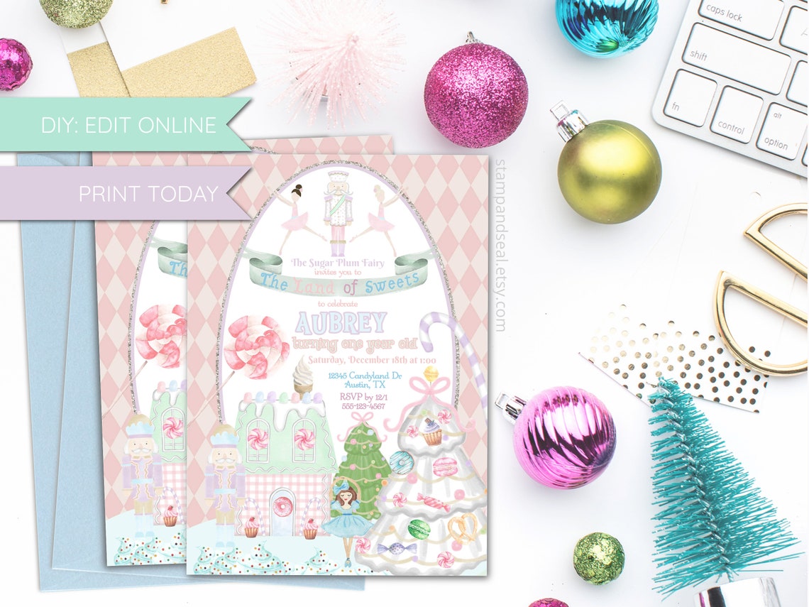 Nutcracker Land of Sweets Birthday Invitation Nutcracker Etsy