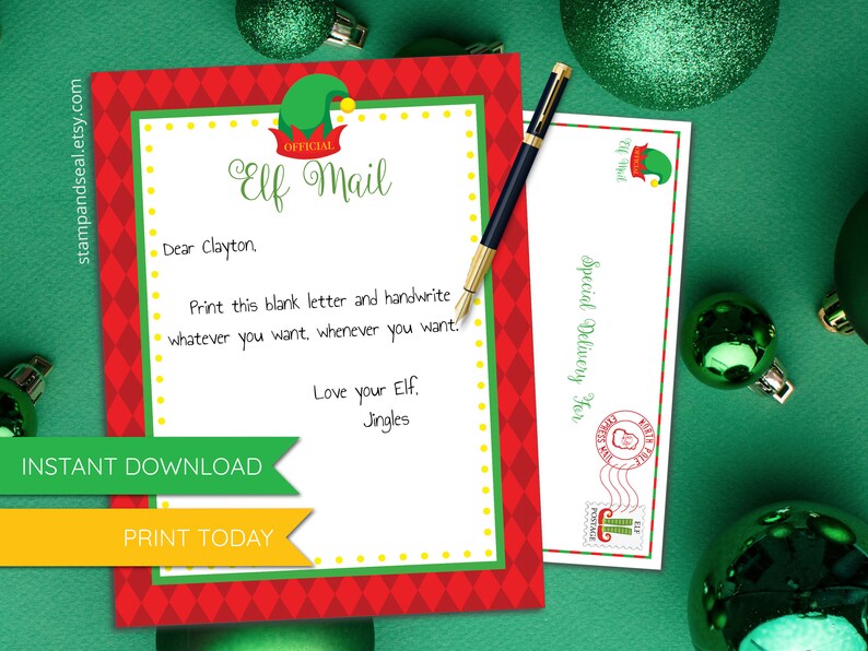 Blank Printable Elf Letter, Elf Note, PRINT TODAY, Elf Ideas, Instant ...