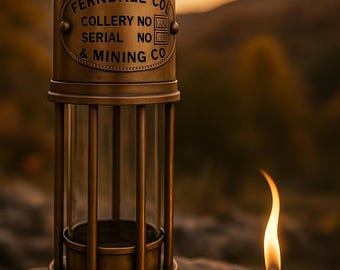 Lámpara de aceite de minero de latón vintage – Estilo mina de carbón Ferndale