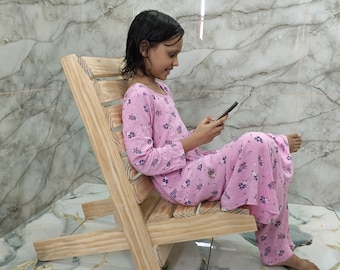 Silla de suelo plegable de madera de pino, silla de madera vintage, decoración de interiores, paquete de 1