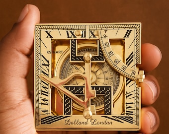 Messing Sonnenuhr Kompass - Vintage Dollond London Nautical Maritime Navigationskompass, Sammlergeschenk