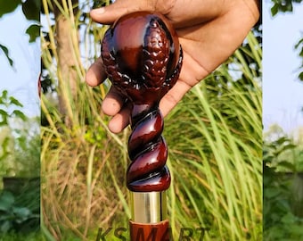Bastón de madera artesanal con mango de garra de águila, 36 pulgadas