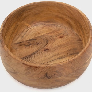 Large Mango Wood Serving Bowl | 10 x 4 Inch Round Salad Bowl | Rustic Fruit Bowl for Kitchen & Dining | Natural Wooden Bowl Gift