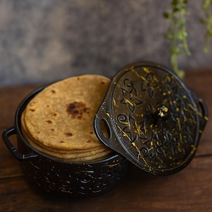 Houten Roti Box Chapati Warmer | Handgemaakte palissander stoofpot | Glanzende voedselcontainer | Indiase keukenopslag | Cadeau voor moeder en zus