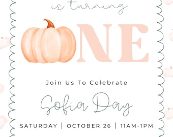 Invito per il primo compleanno, zucca, solo digitale