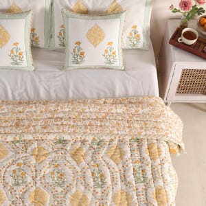 24x7 Quilts Jaipur Quilts Indian Jaipuri Block Print Quilt Printed Reversible Razai Cotton Handmade Anokhi Quilt, Jaipuri razai, Handmade