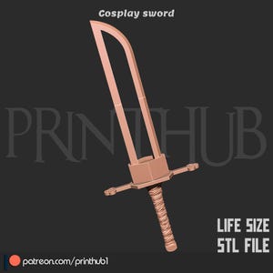 Shark Fang Crescent Sword – Anime-Inspired Cosplay Prop STL File