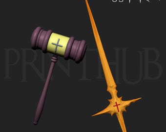 Espada y mazo de Hiromi Higuruma STL – Jujutsu Kaisen S03 Armas de cosplay