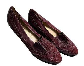 Etienne Aigner Vintage Oxblood Leather Wingtip Kiltie Loafers Women's 7.5N