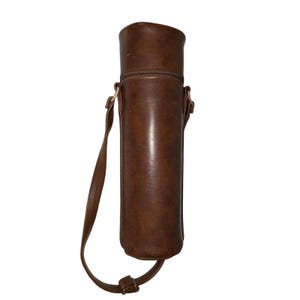 Vintage Brown Leather Cylinder Case | Mid-Century Travel Gear | Functional Decor