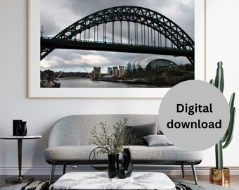 Newcastle Quayside Print: Tyne & Millennium Bridges, Sage Gateshead (Digital Download)