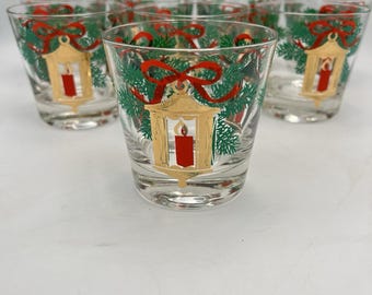 Juego de 8 vasos Libbey vintage dorados para velas navideñas y farolillos de bar.