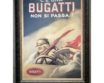 Lámina original Bugatti Leonetto Cappiello de 1922, enmarcada, para pared, 16x21 cm, antigua.