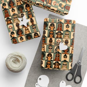 Women Gift Wrap, Female Cultural Portraits Wrapping Paper, Unique Vintage Gift Wrap, Eco-Friendly Wrapping, Girl Power, Women Equality