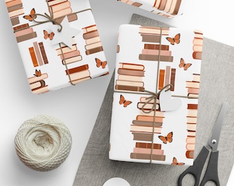 Elegant Book Lover's Wrapping Paper, Unique Gift Wrap for Bibliophile Friends, Literary Themed Gift Wrap, Birthday Wrapping, Bookworm Paper