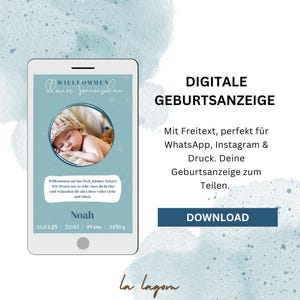 Digitale verjaardagskaartsjabloon – aanpasbaar met gratis tekst en direct te downloaden | WhatsApp-kaart in het Duits | Ontwerp het zelf