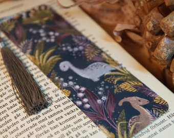Dino Dinosaur lover Illustrated Watercolour Bookmark Book lover Bookmark with tassel  Present for reader  Illustration bookmark