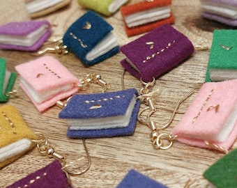 Book Earrings /40+ different colours/ Booklover gift / Wool  Earrings