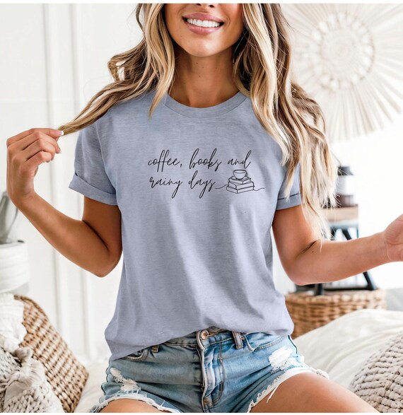 Book Lover T-Shirt – Coffee, Books, Rainy Days, Dark Academia Tee