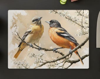 Baltimore Orioles Tempered Glass Cutting Board, Rustic Home Decor