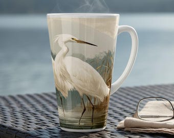 Snowy Egret 17 oz Latte Mug - Wetland Nature Gift
