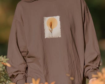 Cottagecore Fall Comfort Colors Long Sleeve Shirt, Minimalist Botanical Design