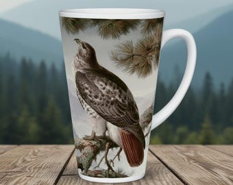 Red-Tailed Hawk 17 oz Latte Mug - Nature Inspired Kitchenware