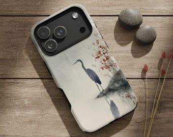 Blue Heron Tough Phone Case, Wetland Bird Nature Lover Gift