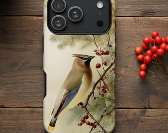 Cedar Waxwing Tough Phone Case, Bird Watcher Gifts