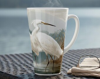 Snowy Egret 17 oz Latte Mug - Wetland Nature Gift