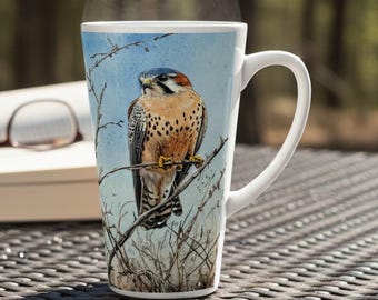 American Kestrel 17oz Latte Mug – Watercolor Bird Art