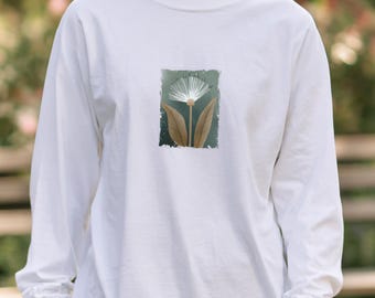 Comfort Colors Abstract Floral Long Sleeve, Minimalist Shirt