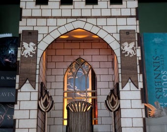 Castlenook svg - dxf - ai - lbrn2 laser cut / 3mm Plywood 203*152*102 mm. Medieval Book Nook