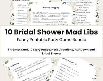 Lustiges Brautparty Mad Libs Spiel: 10 druckbare Geschichten (PDF Download)