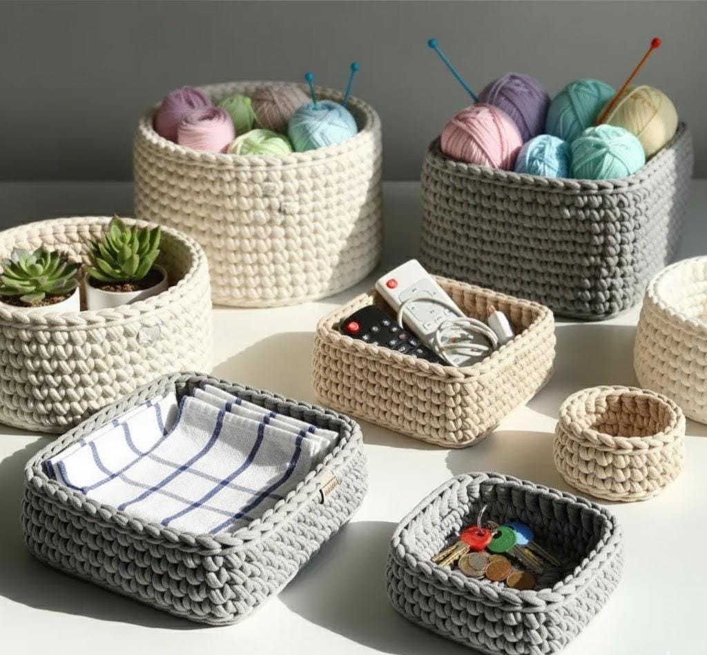Cesto Portaoggetti Rotondo In Corda Di Cotone 34x35 Cm - Organizzatore Per Giocattoli, Coperte, Soggiorno