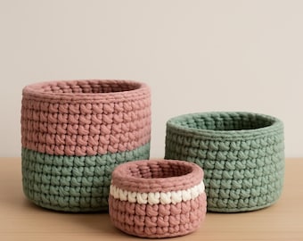 Runder Korb Häkelanleitungen • 3 Größen • Chunky Modern Home Decor • Easy Anfänger PDF