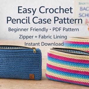 GEHAAKT PATROON: eenvoudig patroon voor etuis | Beginnersvriendelijke pdf | Zelfstudie rits en stoffen voering | Direct downloaden