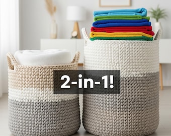 Easy Crochet Laundry Basket Pattern – Large Storage, Handles (PDF)