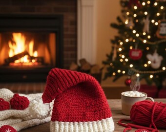 Chunky Santa Hat Crochet Pattern • Beginner Holiday Hat (PDF Download)