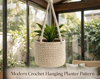 Modern Crochet Plant Hanger Pattern | Structured Indoor Planter (PDF)