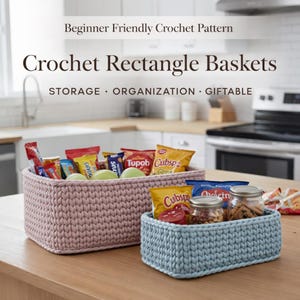 Modern Crochet Rectangle Basket Pattern, Beginner Friendly (PDF Pattern)
