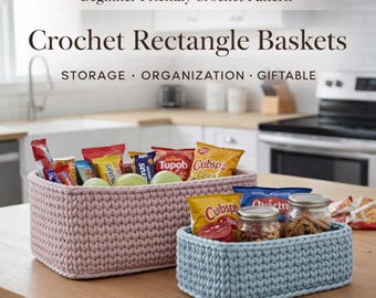 Modern Crochet Rectangle Basket Pattern, Beginner Friendly (PDF Pattern)