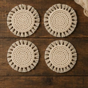 Boho Crochet Coaster Pattern PDF | Modern Round Drink Coasters | Easy Beginner DIY Home Decor Tutorial