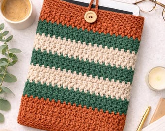Modern Crochet Tablet Sleeve Pattern – Beginner Friendly Button Closure (PDF)