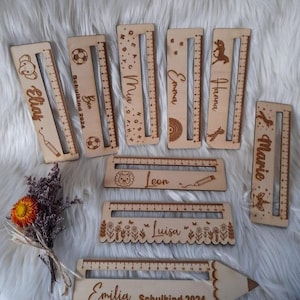 Reading aid ruler 15 cm reading aid various motifs desired motif including personalization wood laser engraving