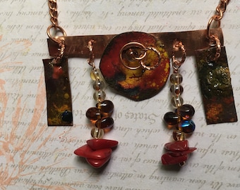 Copper Necklace with enameling