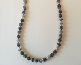 Necklace, Botswana Agate and Laguna Lace Agate