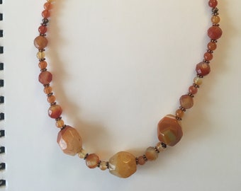 Collier, magnifiques agates de feu orange, unique en son genre